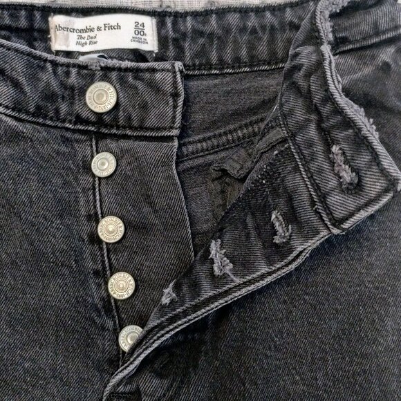 Abercrombie & Fitch Jeans, The Dad High Rise, Curve Love, size 24/00R, black - Picture 1 of 5